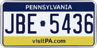 PA license plate JBE5436