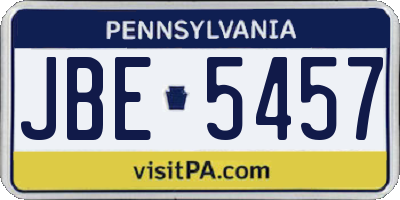 PA license plate JBE5457