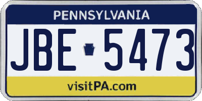 PA license plate JBE5473