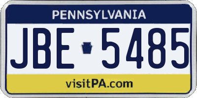 PA license plate JBE5485