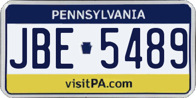 PA license plate JBE5489