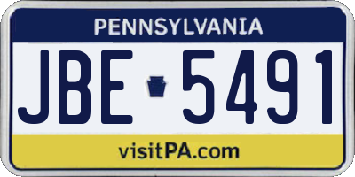 PA license plate JBE5491