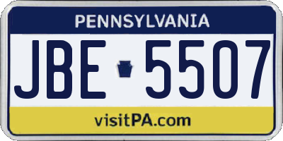 PA license plate JBE5507