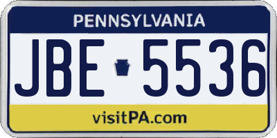 PA license plate JBE5536