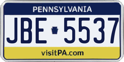 PA license plate JBE5537