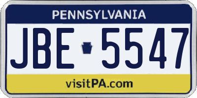 PA license plate JBE5547