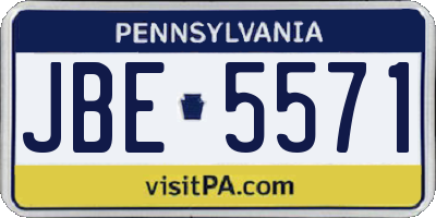 PA license plate JBE5571