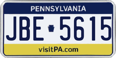 PA license plate JBE5615