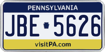 PA license plate JBE5626
