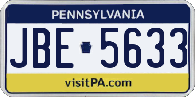 PA license plate JBE5633