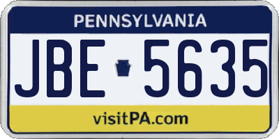 PA license plate JBE5635