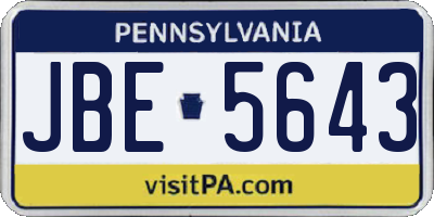 PA license plate JBE5643