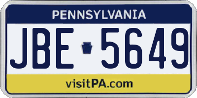 PA license plate JBE5649