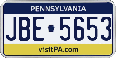 PA license plate JBE5653