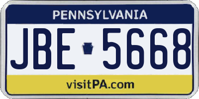 PA license plate JBE5668