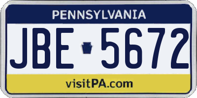 PA license plate JBE5672