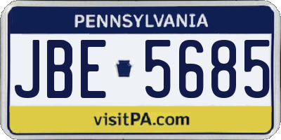 PA license plate JBE5685