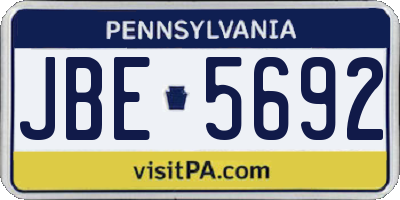 PA license plate JBE5692