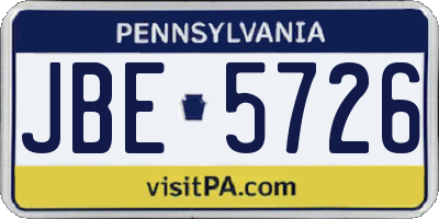 PA license plate JBE5726