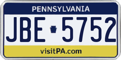 PA license plate JBE5752