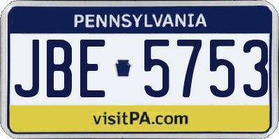 PA license plate JBE5753