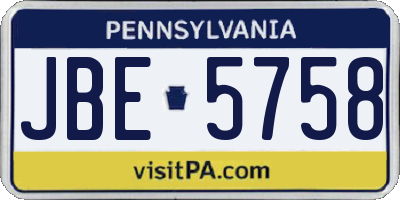 PA license plate JBE5758