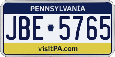 PA license plate JBE5765