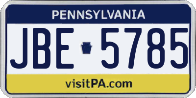 PA license plate JBE5785