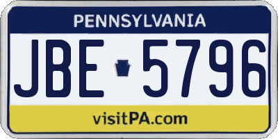 PA license plate JBE5796