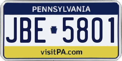 PA license plate JBE5801
