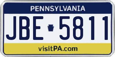 PA license plate JBE5811