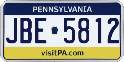 PA license plate JBE5812