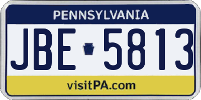 PA license plate JBE5813