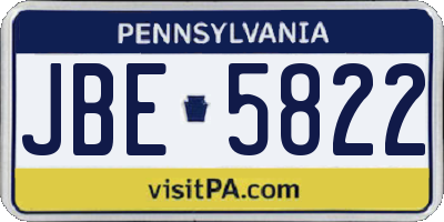 PA license plate JBE5822