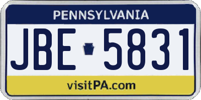 PA license plate JBE5831