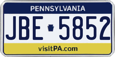 PA license plate JBE5852