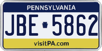 PA license plate JBE5862