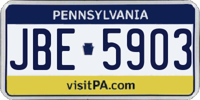 PA license plate JBE5903
