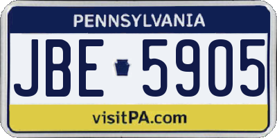 PA license plate JBE5905