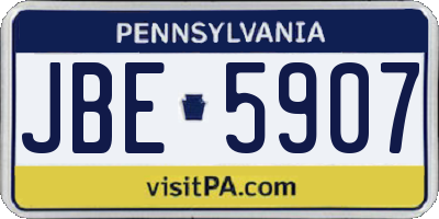 PA license plate JBE5907