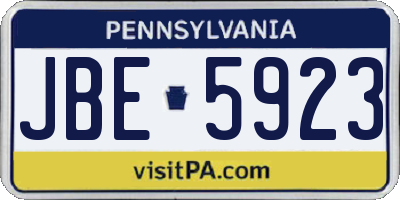 PA license plate JBE5923