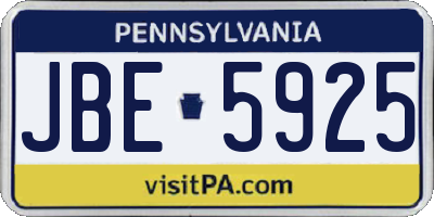 PA license plate JBE5925