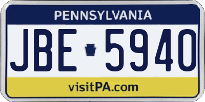 PA license plate JBE5940