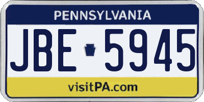 PA license plate JBE5945