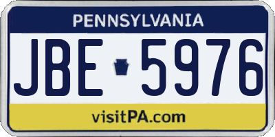 PA license plate JBE5976