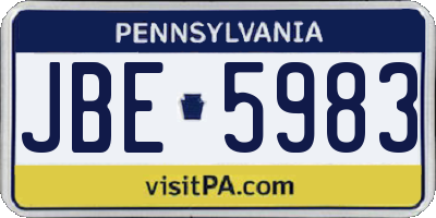 PA license plate JBE5983