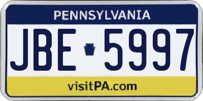 PA license plate JBE5997