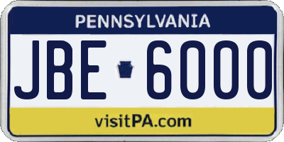 PA license plate JBE6000