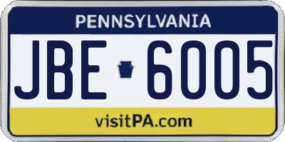 PA license plate JBE6005