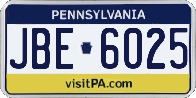 PA license plate JBE6025